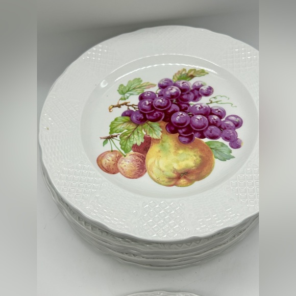 Marlborough Old English Simpsons Set Of 12 Ironstone Salad Plates Fruit Design - Picture 4 of 12